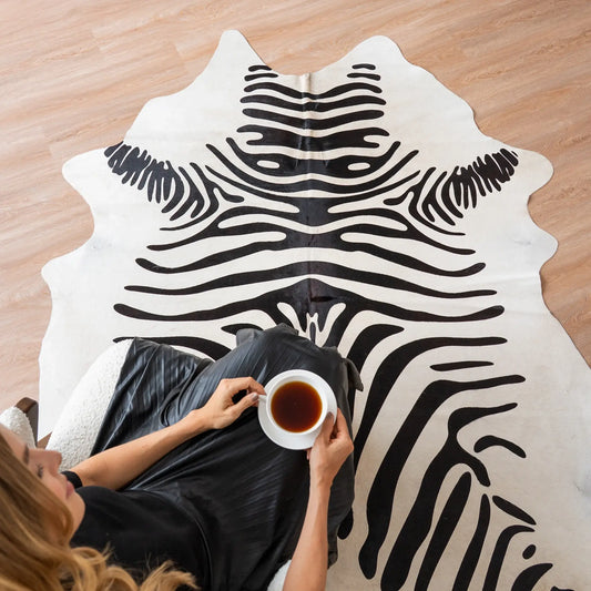 Zebra Cowhide Rug
