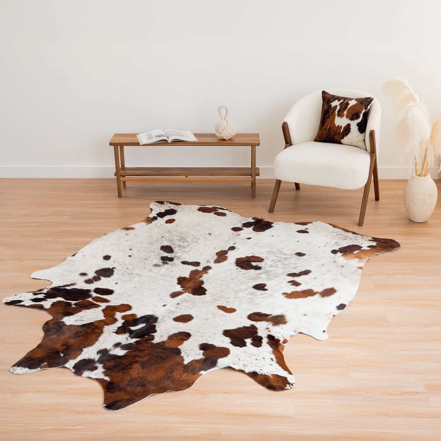 White Tricolor Cowhide Rug