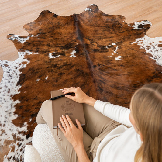 Cowhide Rug Tricolor Brindle Mix
