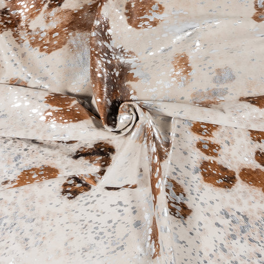 Brazilian Silver Metallic Cowhide Rug Size 7'2" L x 6'4" W 9069