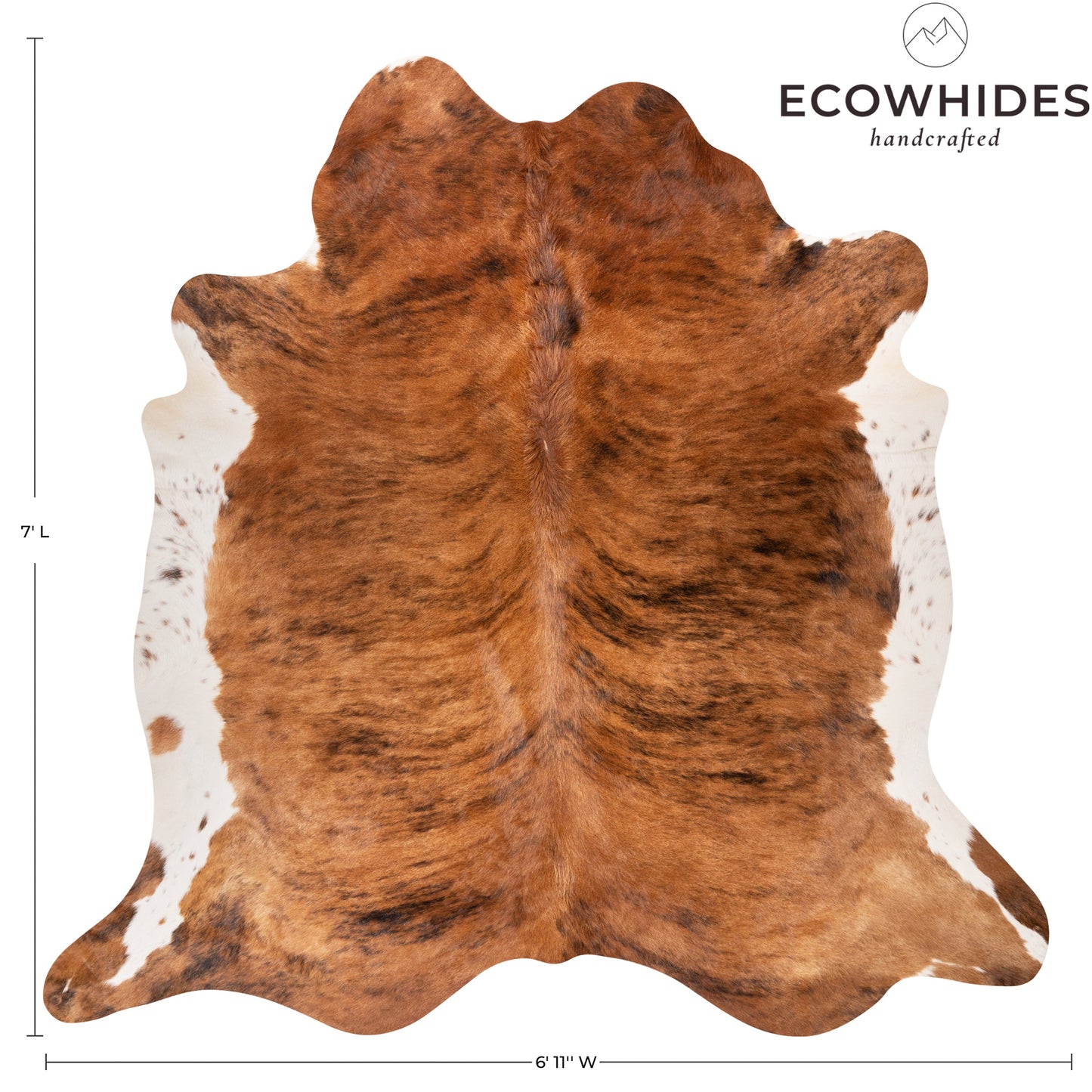 Brazilian Brindle White Belly Cowhide Rug Size 7' L x 6'11" W 8908