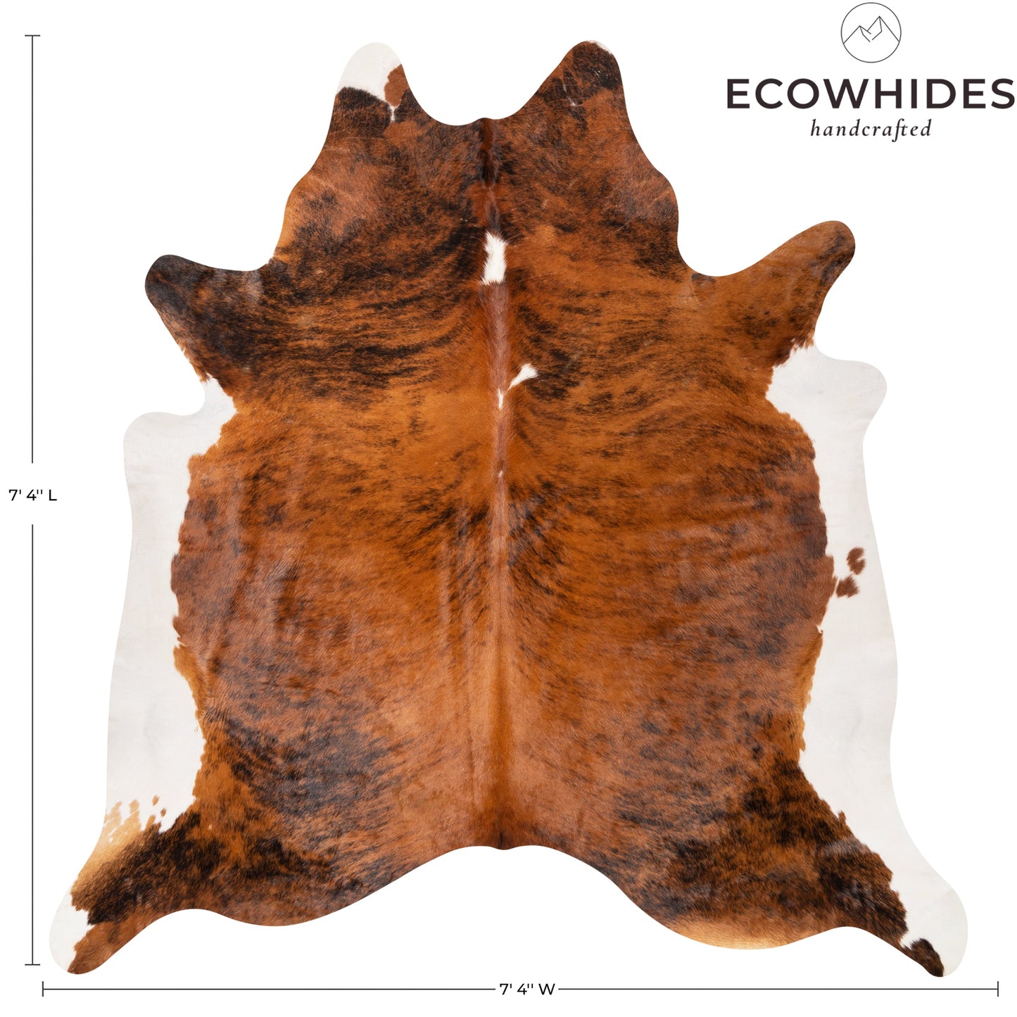 Brazilian Brindle White Belly Cowhide Rug Size 7'4" L x 7'4" W 8941