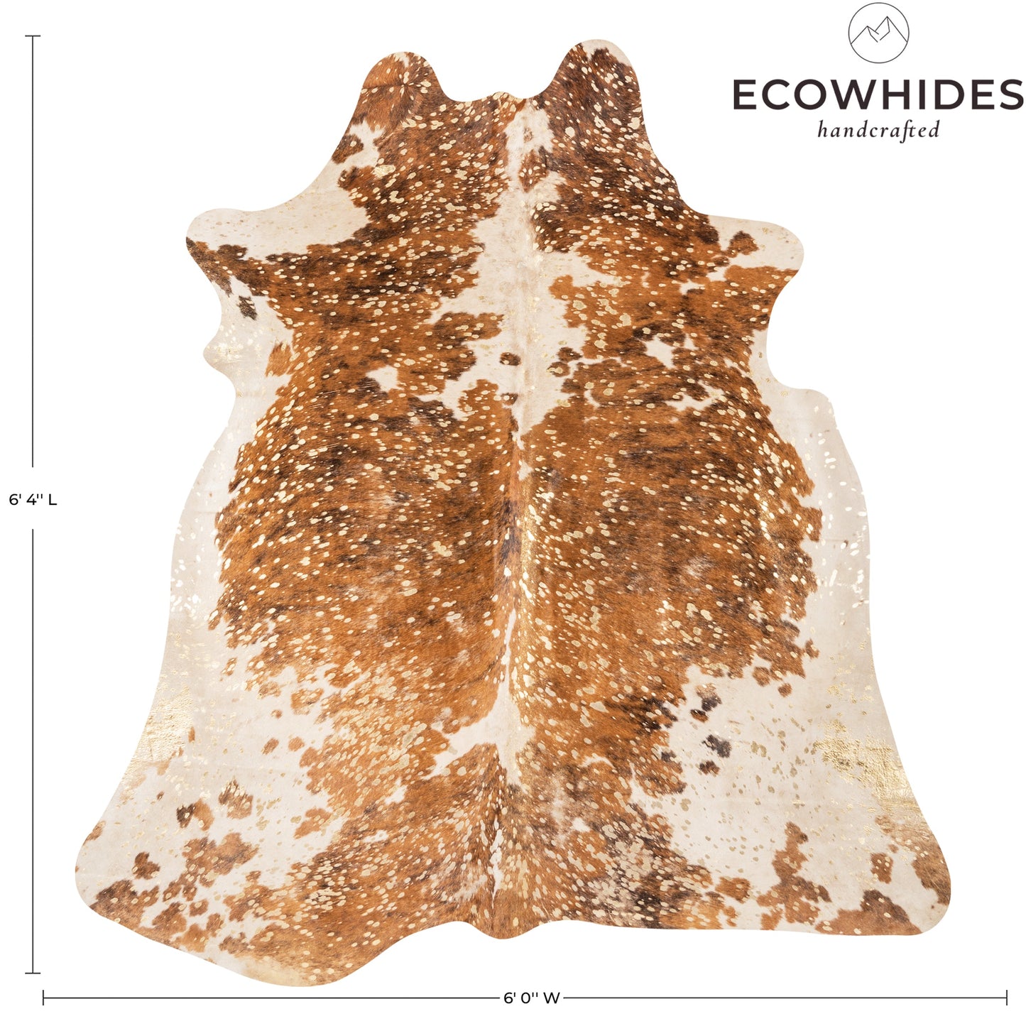 Brazilian Gold Metallic Cowhide Rug Size 6'4" L x 6' W 9027