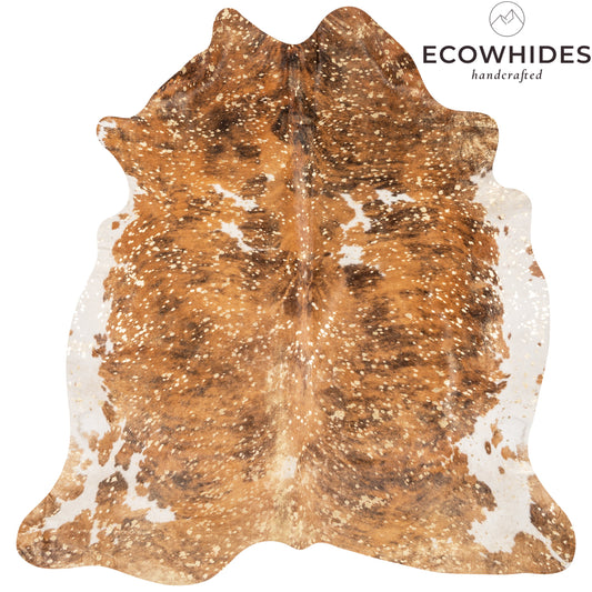 Brazilian Gold Metallic Cowhide Rug Size 6'10" L x 6'6" W 9040