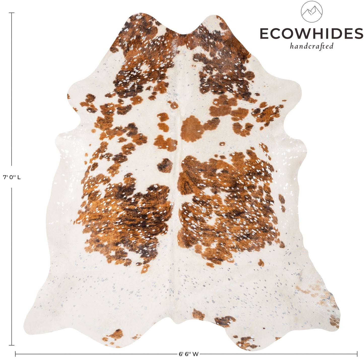 Brazilian Silver Metallic Cowhide Rug Size 7' L x 6'6" W 9058