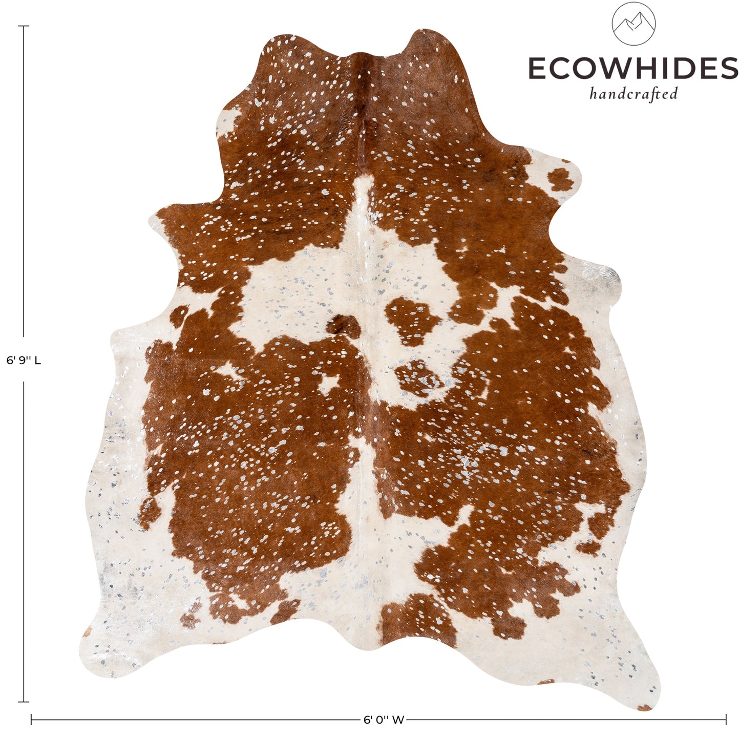 Brazilian Silver Metallic Cowhide Rug Size 6'9" L x 6'0" W 9262