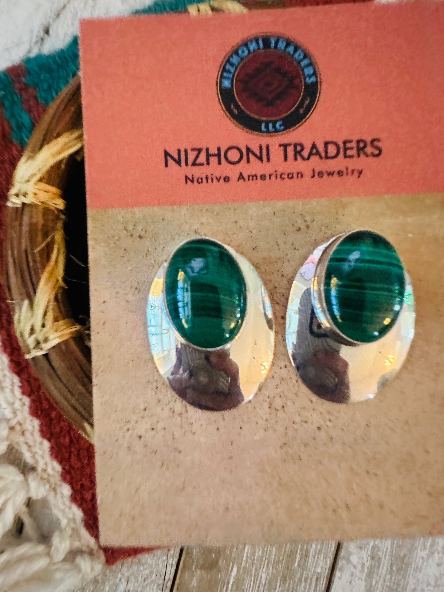 Handcrafted Malachite & Sterling Silver Post Earrings