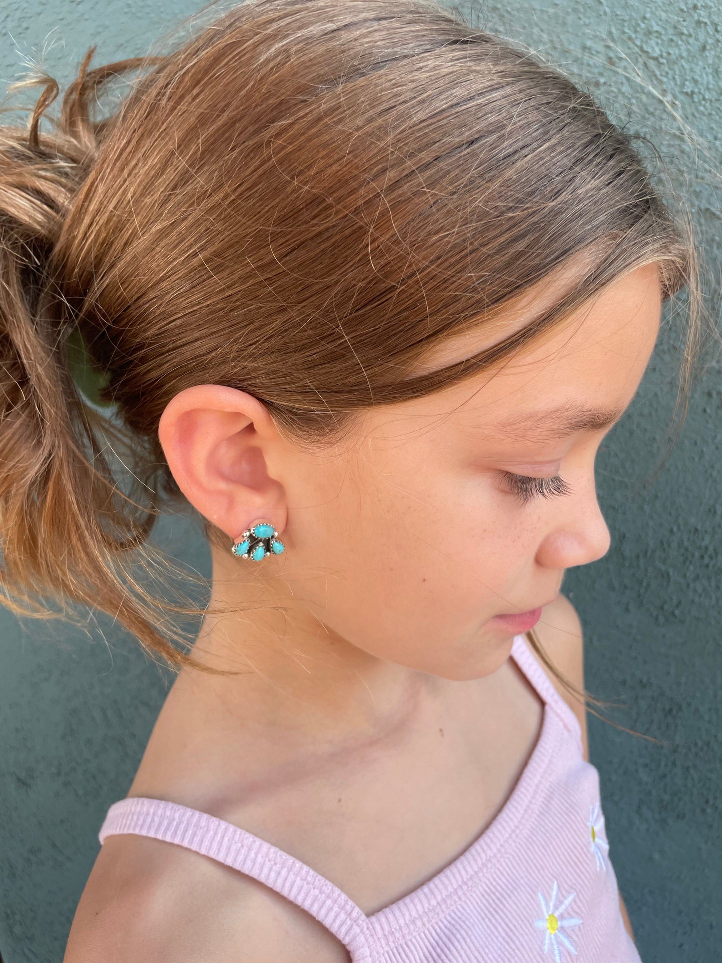 Nizhoni “The Backroads” MINIS Turquoise & Sterling Silver 4 Stone Earrings Handmade