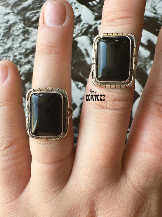 Black Onyx Rectangle Size 6&6.5 Ring