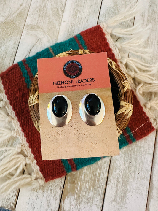 Handcrafted Onyx & Sterling Silver Post Earrings