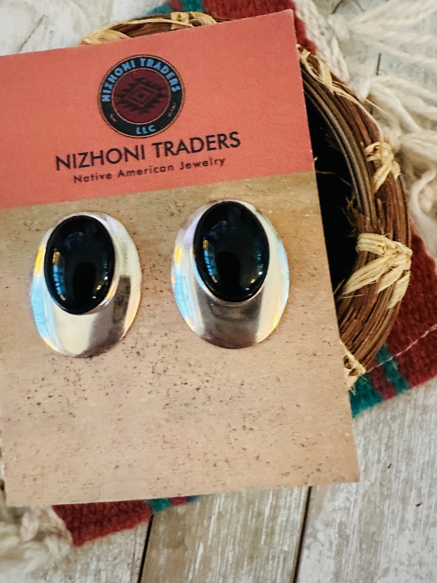 Handcrafted Onyx & Sterling Silver Post Earrings