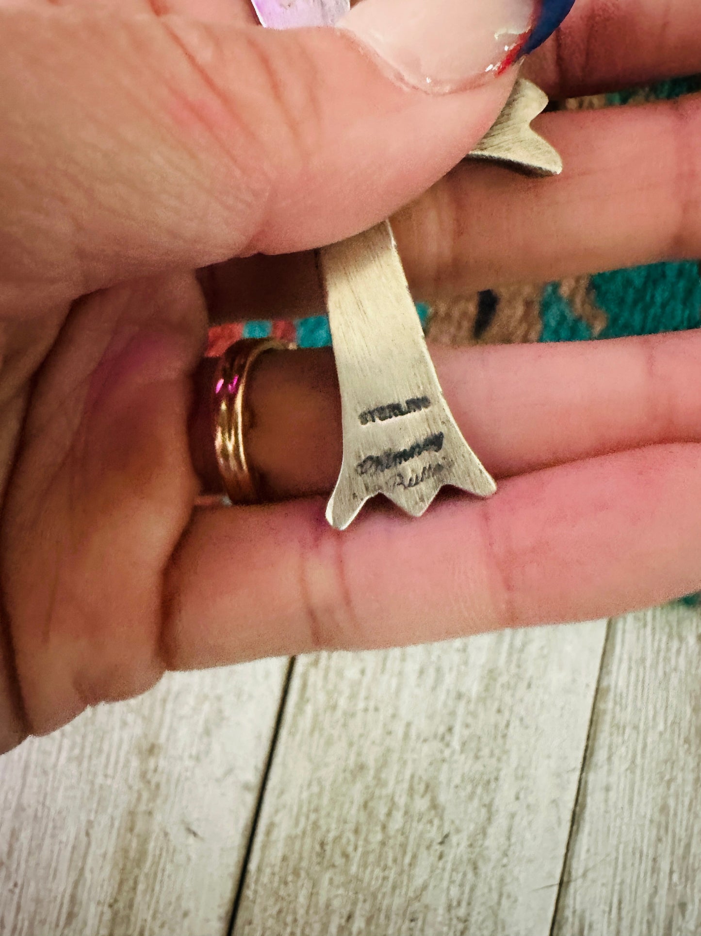 Navajo Sterling Silver Bear Cross Pendant by Chimney Butte