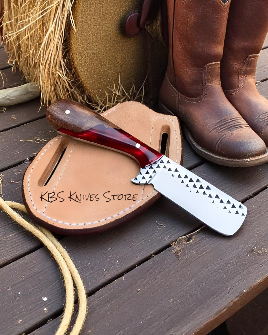 Handmade Cowboy Bull Cutter - 7.5" Farrier Rasp Steel with Beautiful Epoxy Resin Handle