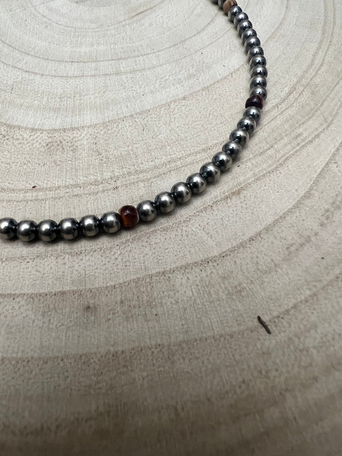 4mm Purple spiny and Sterling Pearl choker - 14 inch