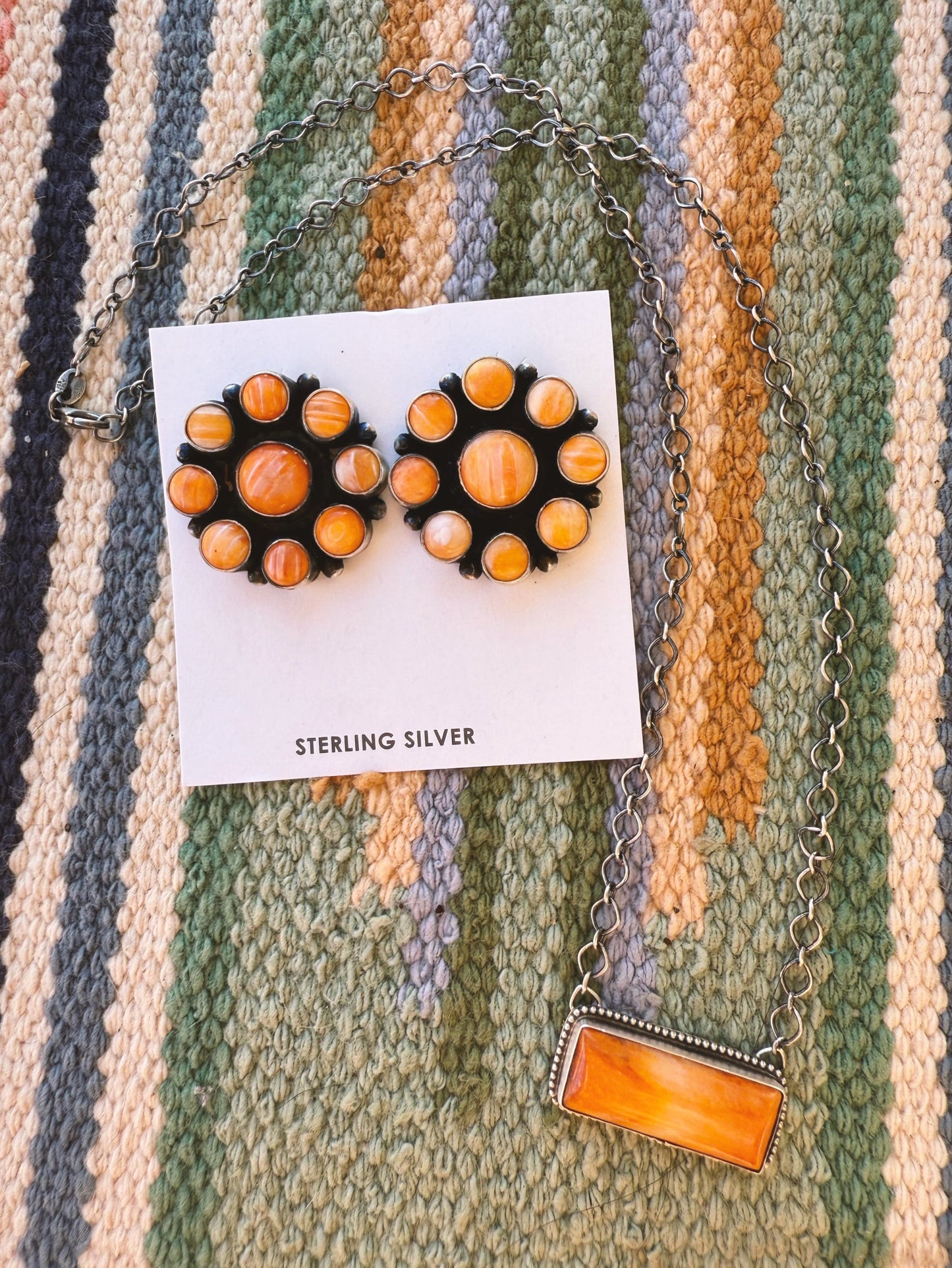 Orange Spiny Oyster Cluster Earrings