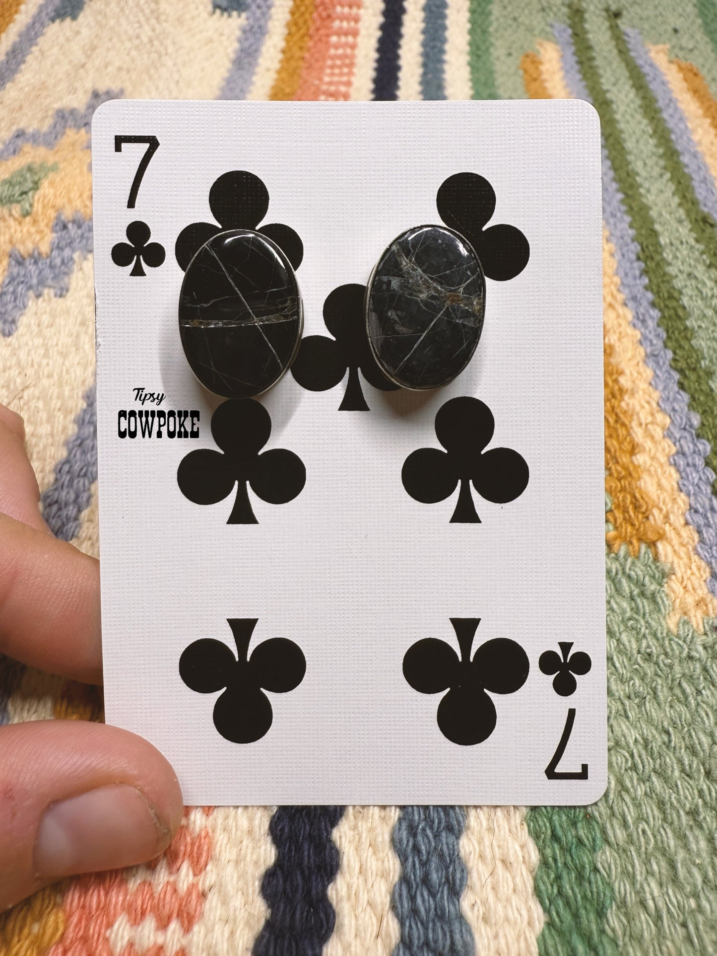 White Buffalo Oval Stud Earrings