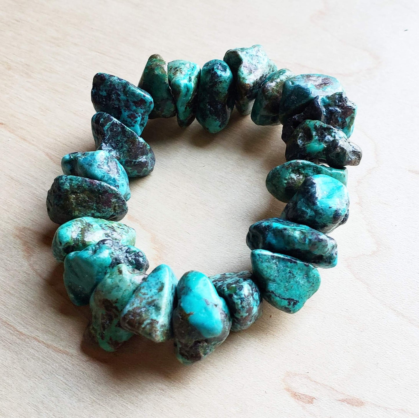 Chunky Genuine Natural Turquoise Beaded Bracelet 802b