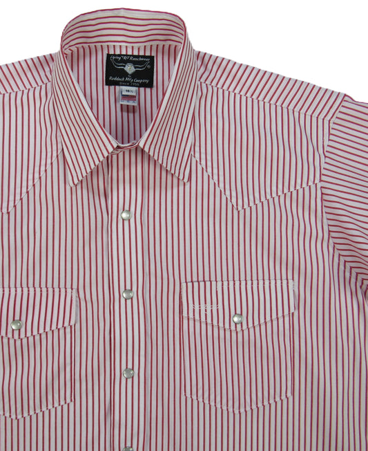 Flying R Ranchwear - Pencil Stripe - Red/White - Short Sleeve - Classic Fit