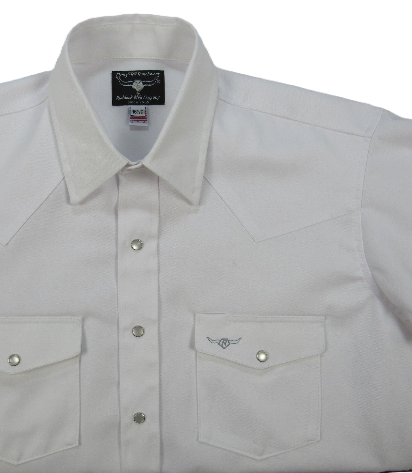 Flying R Ranchwear - Western Classic Solids - White Twill - Short Sleeve - Classic Fit