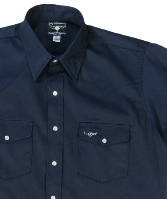 Flying R Ranchwear - Western Classic Solids - Navy Twill - Short Sleeve - Classic Fit