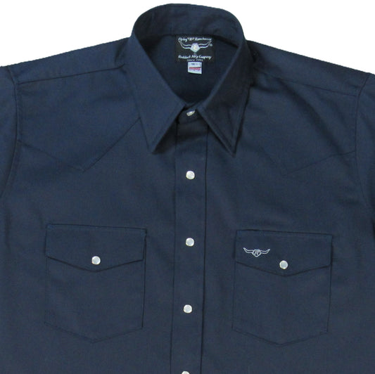 Flying R Ranchwear - Western Classic Solids - Navy Twill - Short Sleeve - Classic Fit