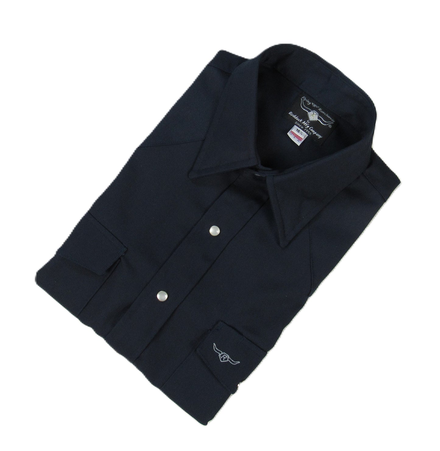 Flying R Ranchwear - Western Classic Solids - Navy Twill - Short Sleeve - Classic Fit