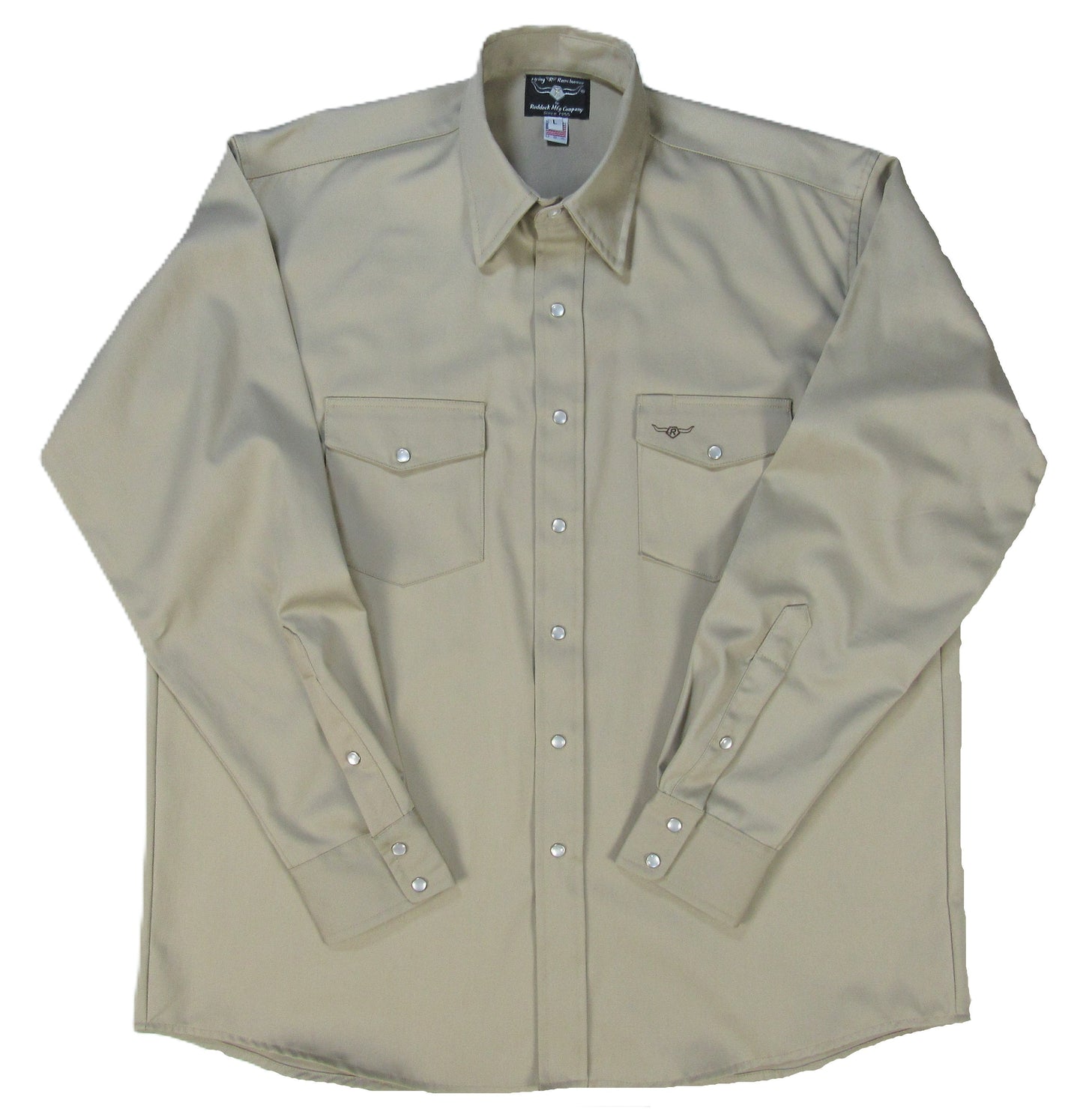 Flying R Ranchwear - Khaki Tan Solid - Long Sleeve - Snaps - Oversized Fit