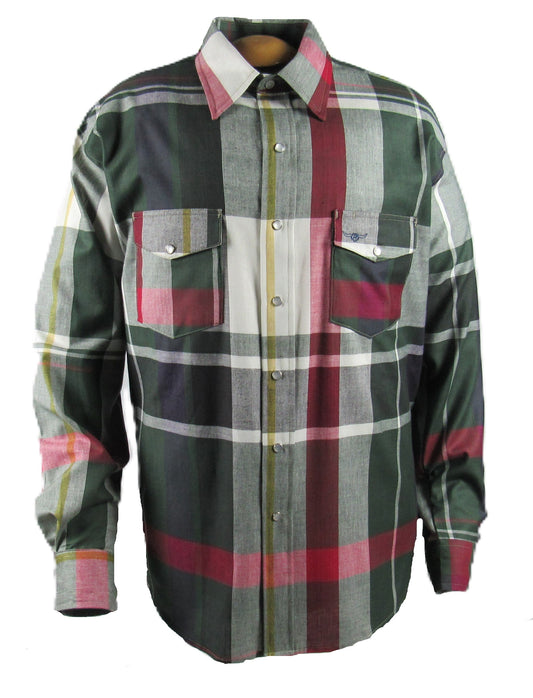 Flying R Ranchwear - Engineered Plaid Block - Long Sleeve - Snaps - Oversized Fit