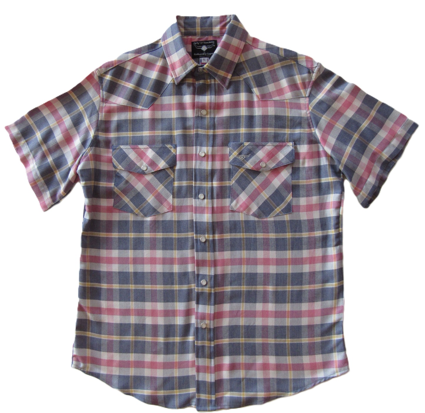 Flying R Ranchwear - Primo Plaids - Denim Blue - Short Sleeve - NEW FIT