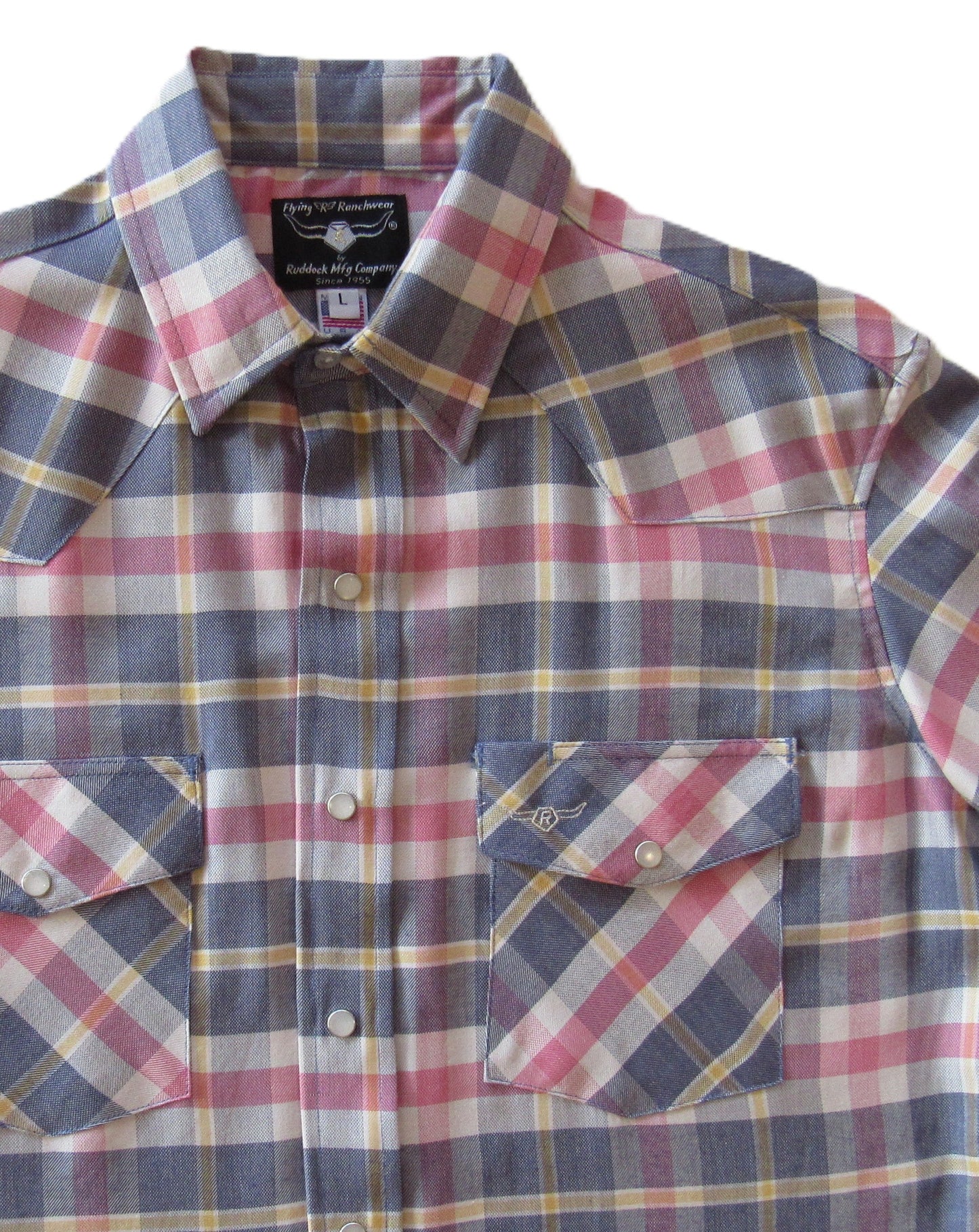 Flying R Ranchwear - Primo Plaids - Denim Blue - Short Sleeve - NEW FIT