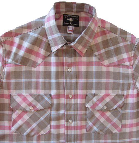 Flying R Ranchwear - Primo Plaids - Olive/Salmon - Short Sleeve - NEW FIT