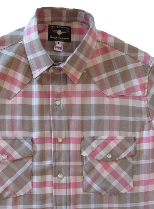 Flying R Ranchwear - Primo Plaids - Olive/Salmon - Short Sleeve - NEW FIT
