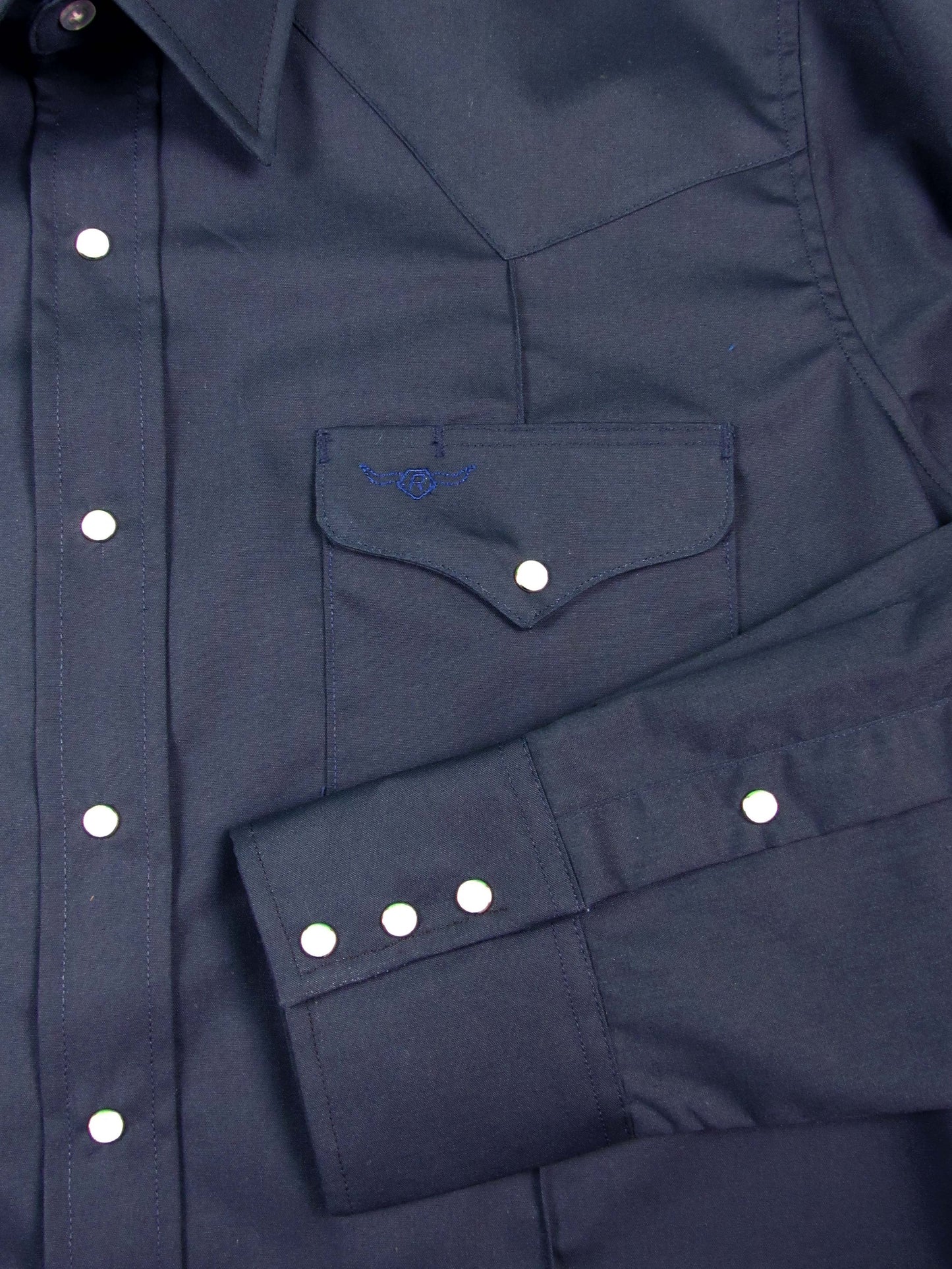 Rancher Crease - Navy Blue - Long Sleeve - Snaps