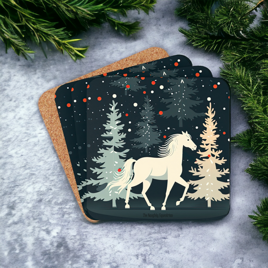 White Horse Holiday Christmas Coaster