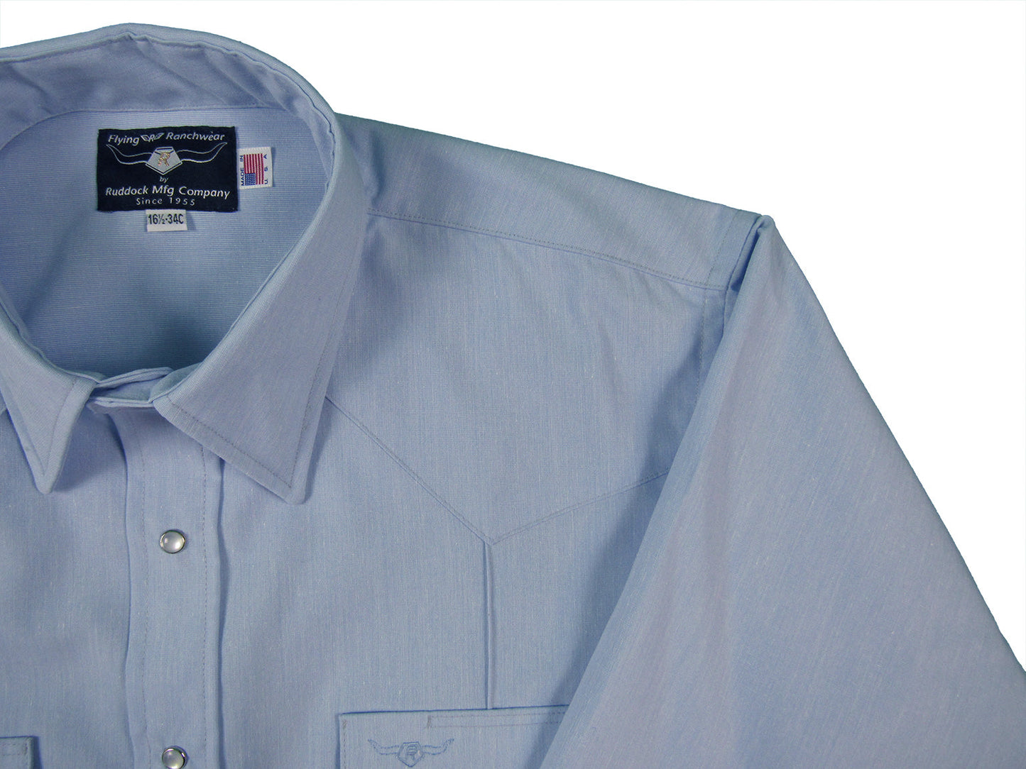 Rancher Crease - Tropical Wool - Lt. Blue - Long Sleeve - Snaps