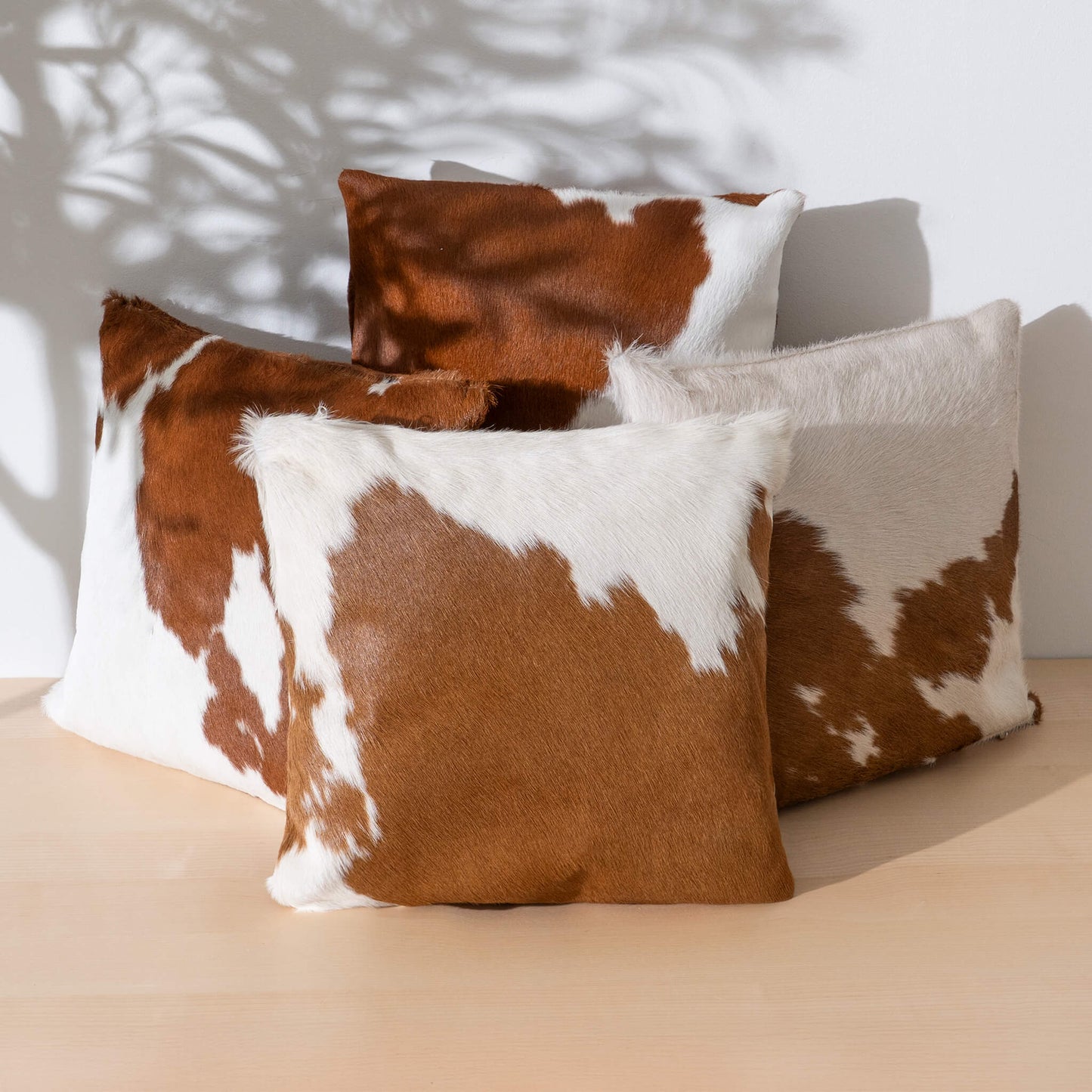 Brown and White Cowhide Pillow