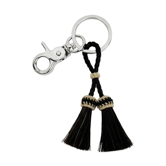Sable Hitched Horsehair Double Tassel Keychain