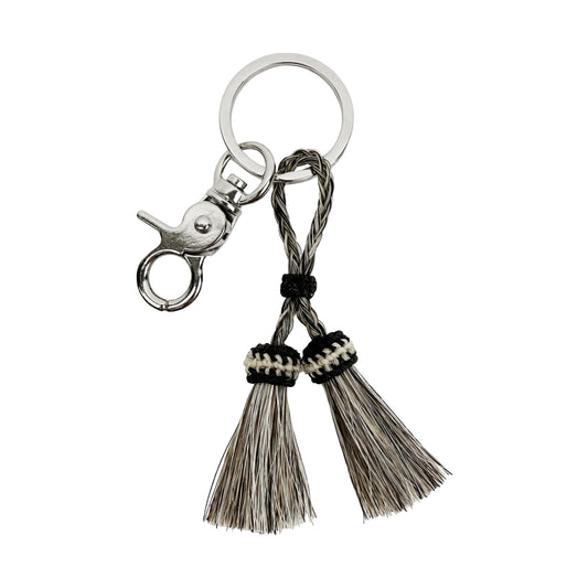 Smoke Hitched Horsehair Double Tassel Keychain