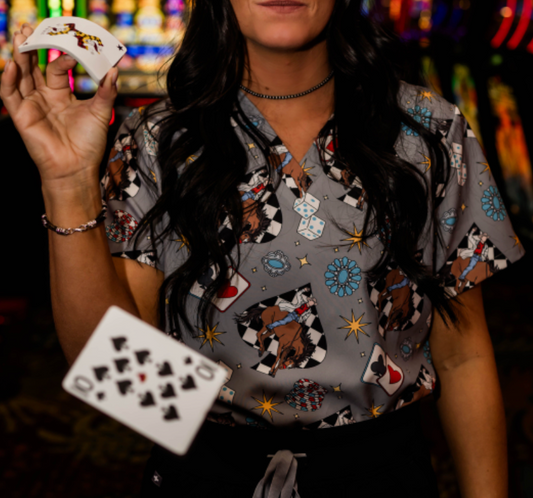 Vegas Cowboy Scrub Top