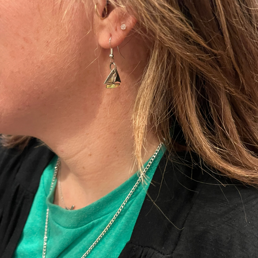 Sailboat Jewelry Set | Sterling Silver & Dyed Agate Stone | Chain Lengths Vary | Heartland Silver Works