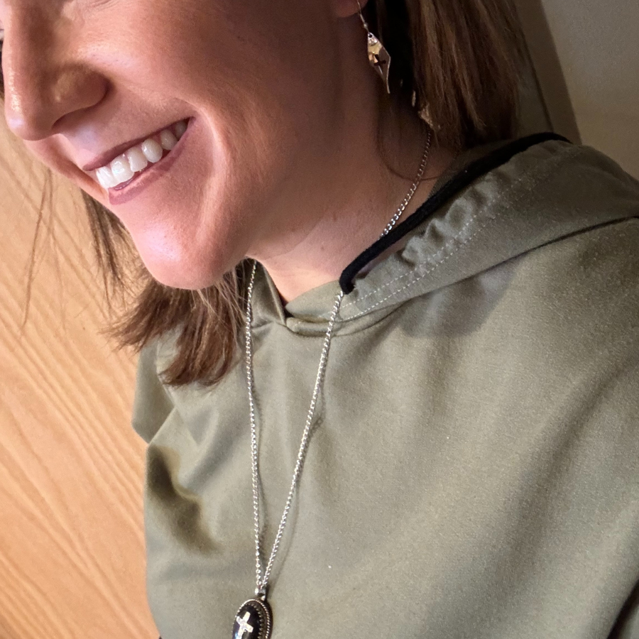 Cross Jewelry Set | Black Onyx & Sterling Silver | 24" Chain | Heatland Silver Works