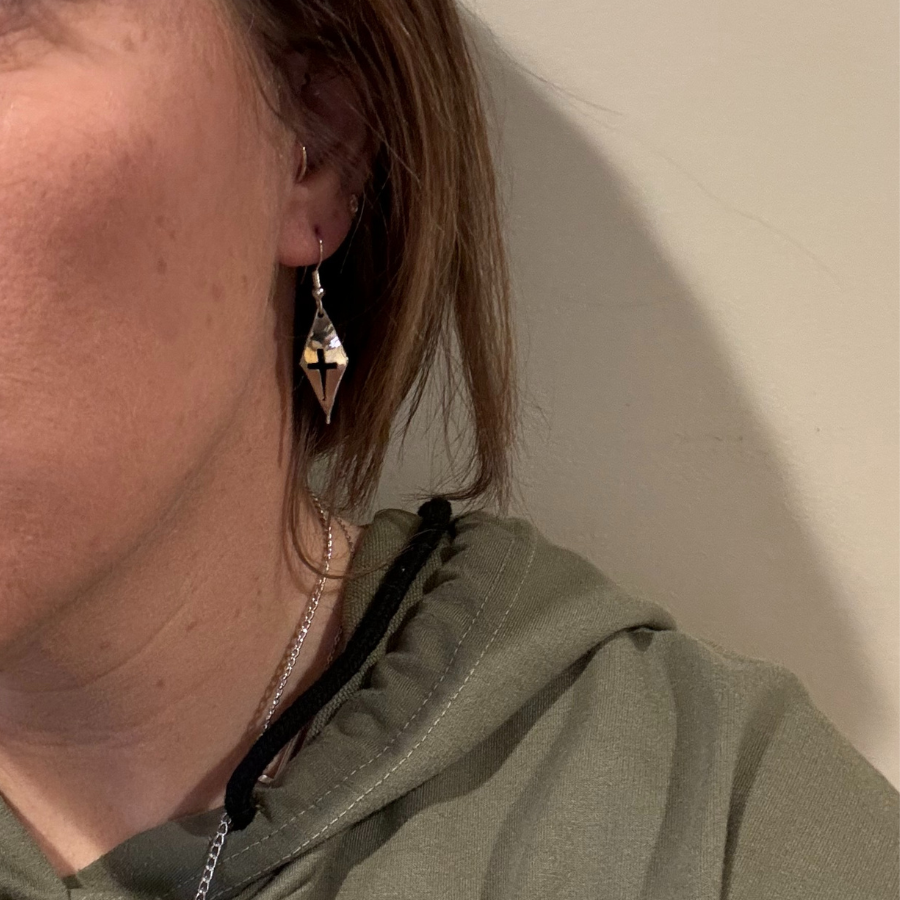 Cross Jewelry Set | Black Onyx & Sterling Silver | 24" Chain | Heatland Silver Works