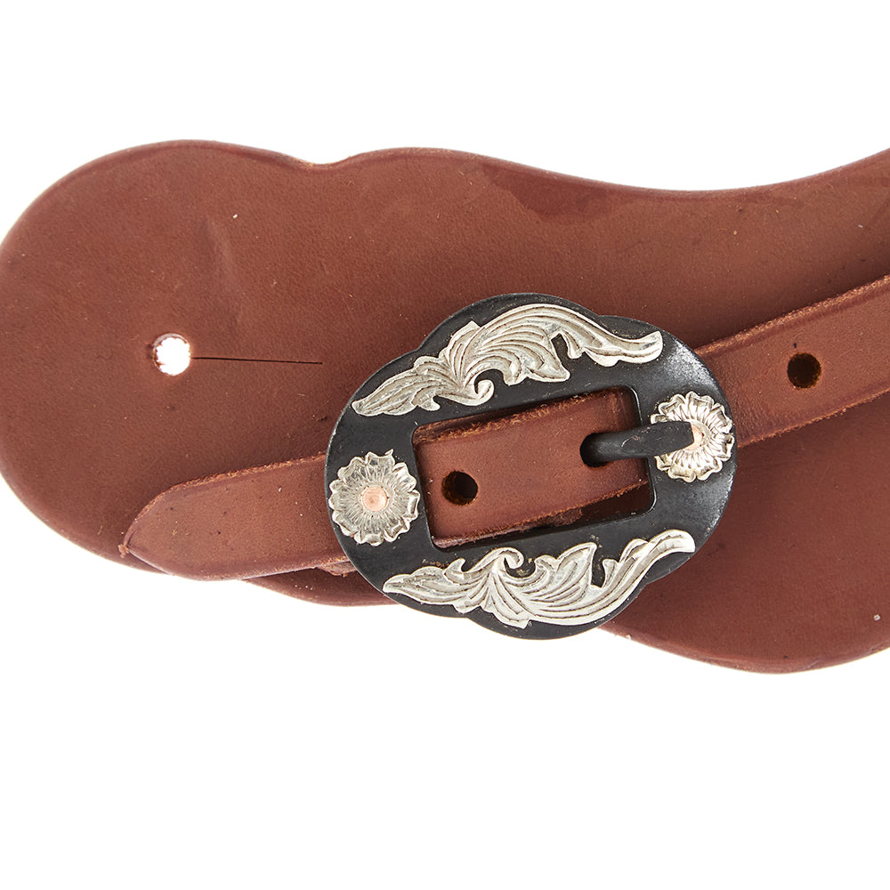 Mens Heavy Oiled Cowboy Spur Straps With Double Flower Buckles