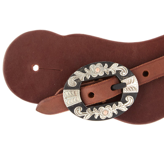 Mens Heavy Oiled Cowboy Spur Straps With Floral Buckles