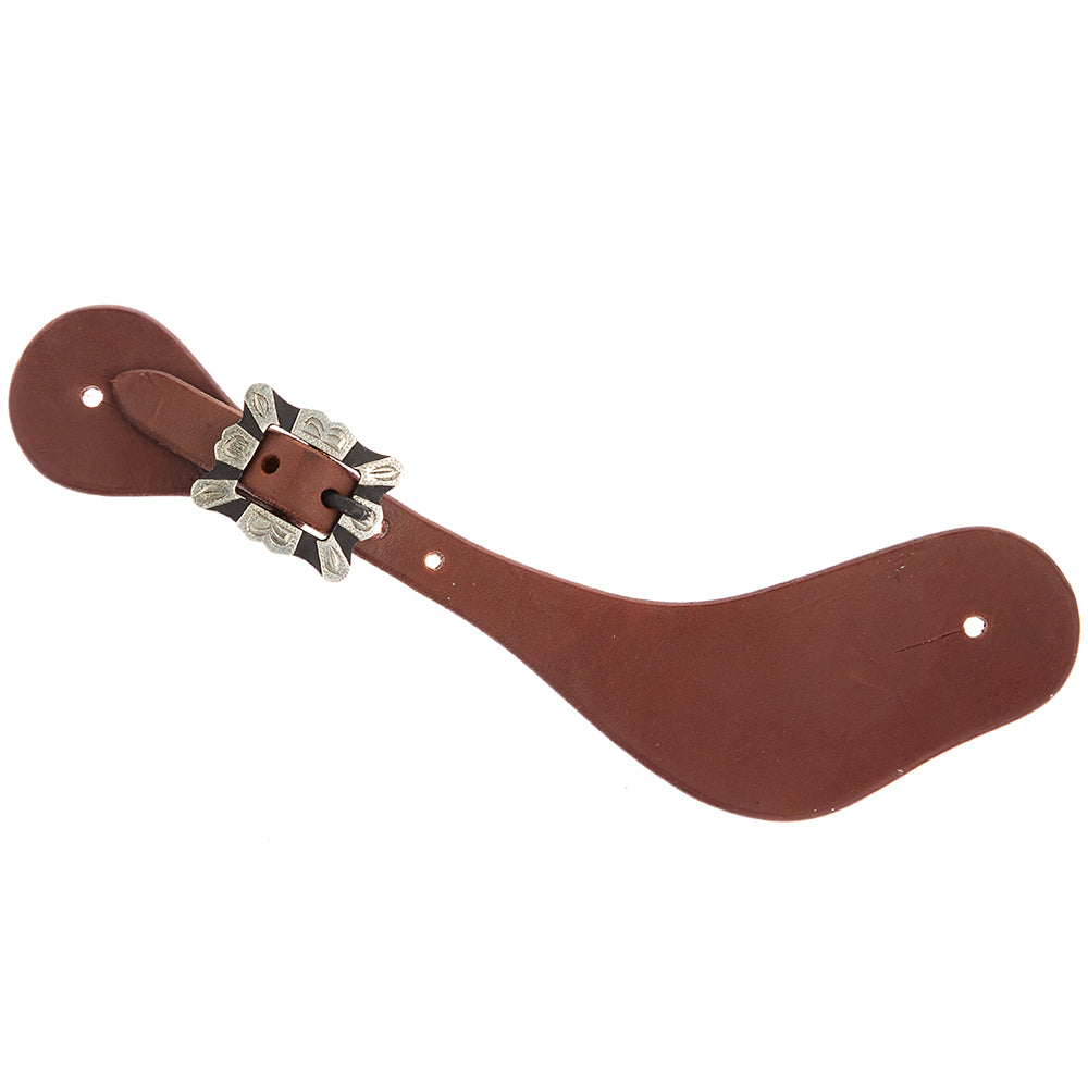 Mens Oiled Dove Wing Spur Straps With Square Silver Bar Buckles