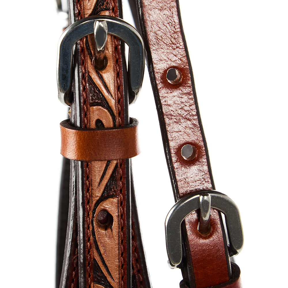 Floral Tooled Chestnut Browband Headstall