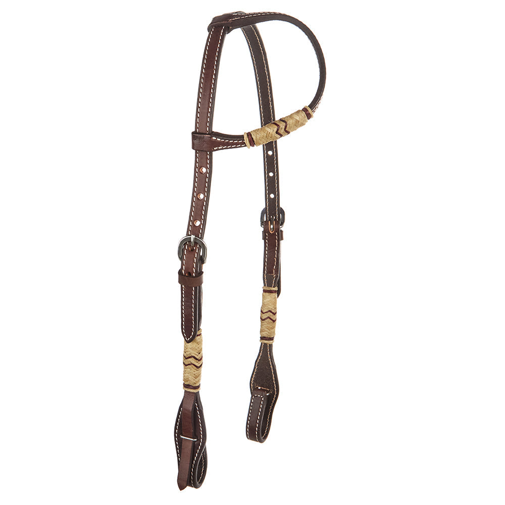 Chocolate Natural Rawhide Quick Change Single Ear Headstall
