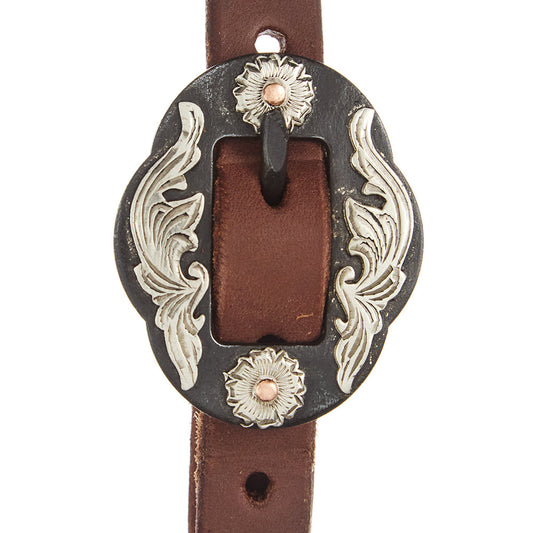 Heavy Oil Harness Leather Double Flower Buckle Single Ear Headstall