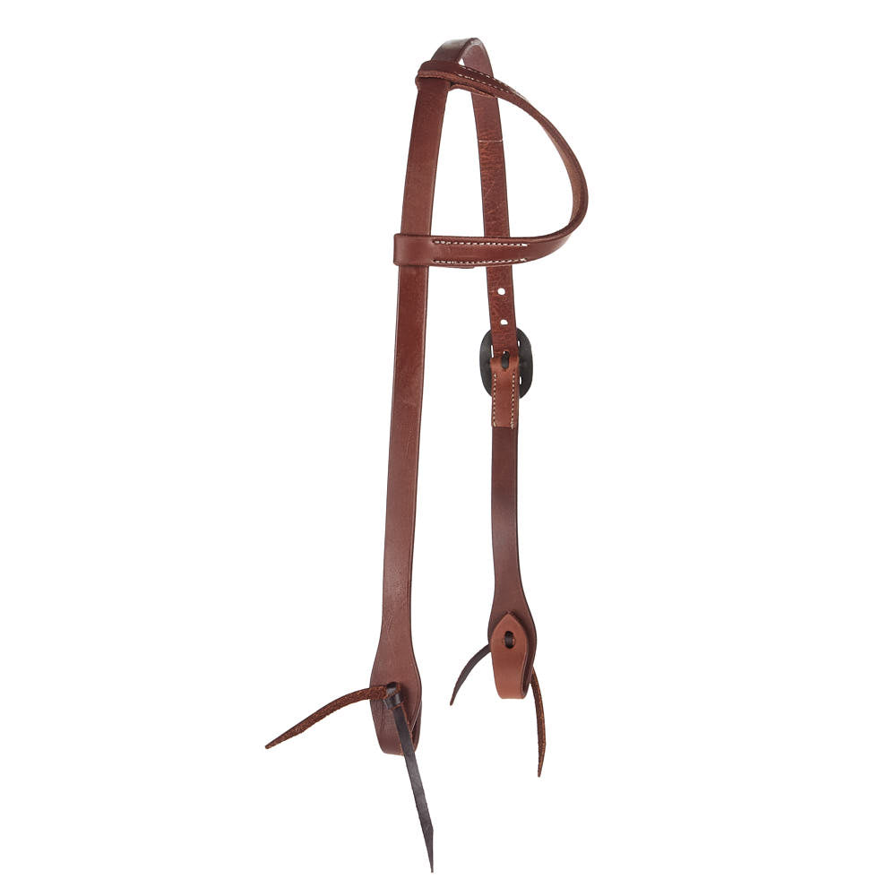 Heavy Oil Harness Leather Oval Silver Bar Buckle Single Ear Headstall