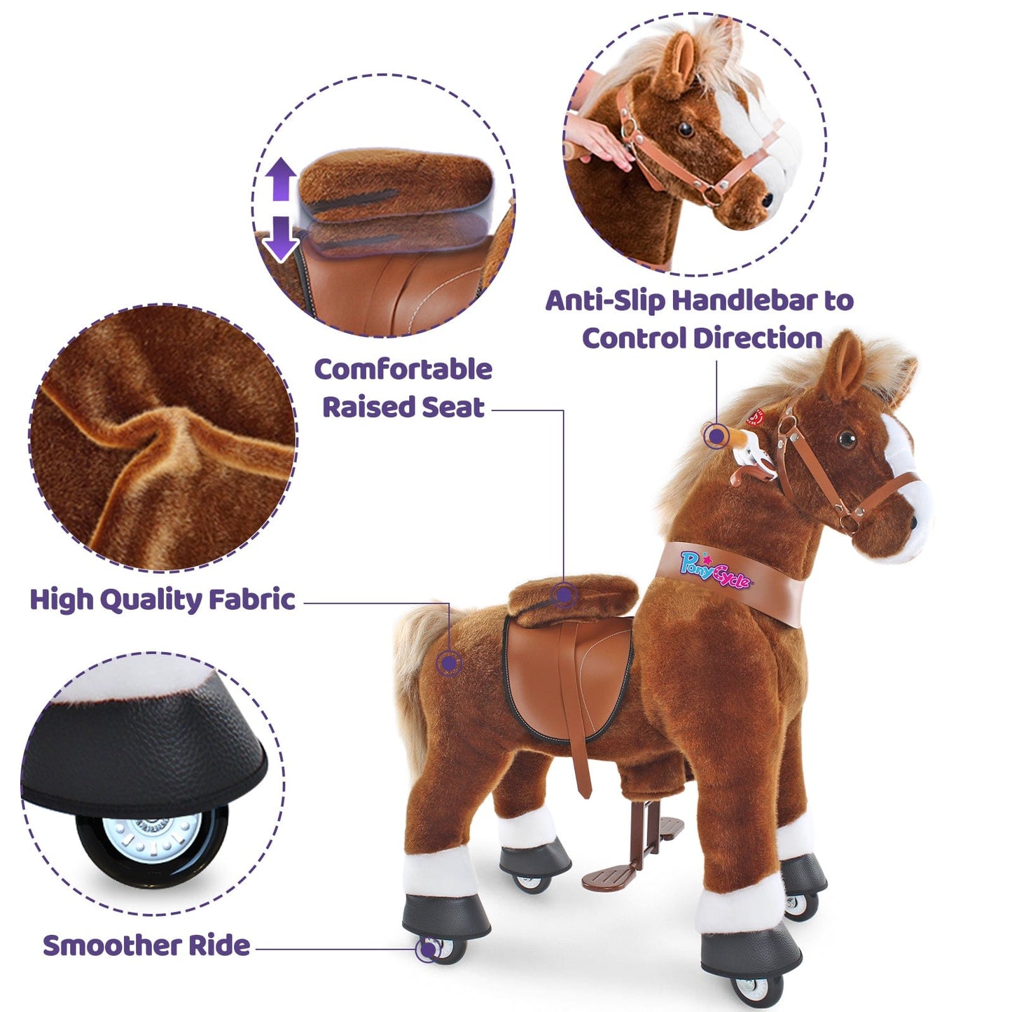 PonyCycle® Large Ride On Horse Toy - Brown